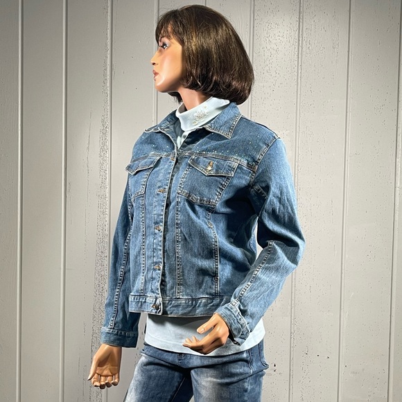 *Sunburst by Morning Sun Rhinestone Butterfly Denim Jean Jacket Sz M - Picture 11 of 17